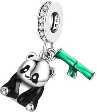 GOUWO Panda Bambus Charms aus 925er Silber für Armbänder und Halsketten passend für Pandora Armbänder Geburtstag Halloween Muttertag Valentinstag Geschenke für Frauen Mutter Tochter Sie selbst