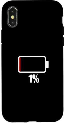 Battery 1% [1% remaining] Battery Dead tshirt battery low Case for iPhone X/XS