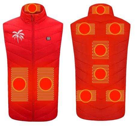 Milwaukee Heizjacke, Beheizbare Weste für Herren und Damen, 3 Einstellbar Temperatur, 9 Zonen Heizung, Verstellbar Eletriksche Heizweste mit Akku für Winter USB Heizweste Herren Damen