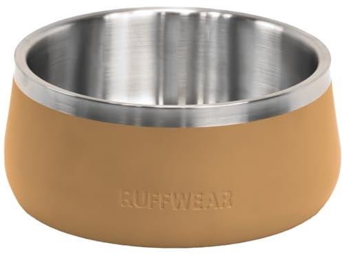 Ruffwear Basecamp Bowl, Stainless Steel Dog Bowl, Lightweight & Portable for Dog Treats, Food & Water, Non Slip & Dishwasher Safe Non Spill Container, Cattail Tain, Large 1.6 Litre Capacity