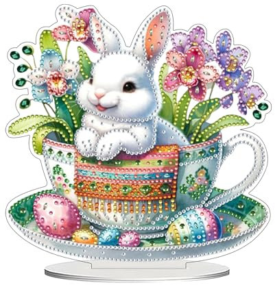 Ostern Doppelseitiger 5D Diamond Painting,Diamant Painting Osterhase,Diamond Painting für Erwachsene,Home Stand Up Edelstein Malerei Craft für Kinder Kunst Handwerk Geschenk Malerei für Ostern (01)