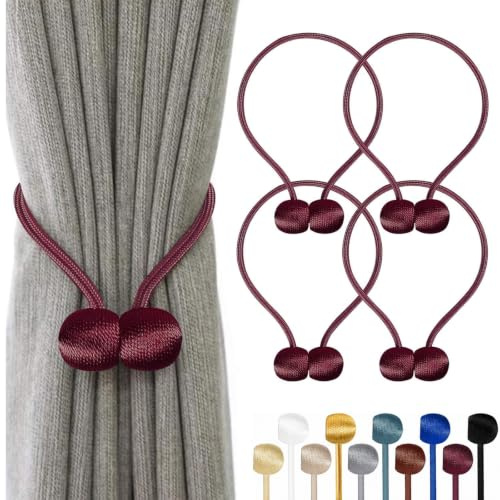 TopHomer Abrazaderas magnéticas para cortinas de cortina, clips de cuerda, soporte para cortina, soporte para cortinas, hebillas para cortinas modernas, para casa o oficina, 4 unidades