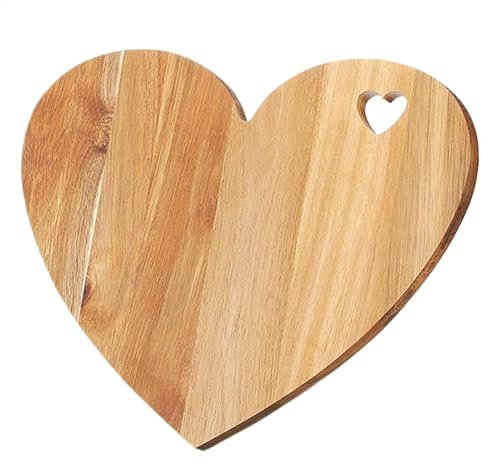 Tagliere a forma di cuore 30,5 x 25,5 x 1,5 cm, vassoio da portata per pane e formaggio, Vassoio romantico in legno di formaggio di carne di San, Tagliere per salumi a forma di cuore