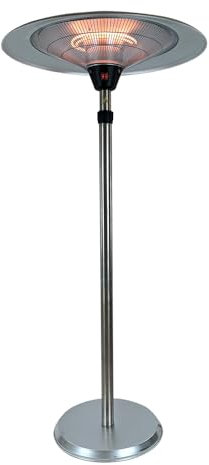 Tempo Style - Elektrischer Heizstrahler Saturno | Infrarot-Heizpilz mit elegantem Design | höhenverstellbar mit stabilem Fuß und Metallrahmen | ideal für Außen- und Innenbereich (Aluminium)
