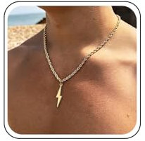 Inateannal Blitz-Anhänger Halskette Gold Blitz Bolzen Halskette Lange Pullover Charms Seil Kette Schmuck Für Frauen Männer