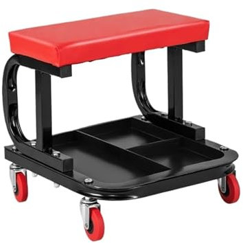 LCQSYE hocker mit Rollen Rollbrett mit klassifizierter Werkzeugablage und gepolstertem Sitz, gepolsterter rollender Werkstatthocker Werkstatt Rollhocker