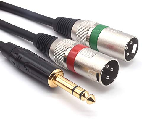 SiYear 1/4 TRS to Dual XLR Male Y Splitter Cable, 6.35mm Quarter inch Stereo to 2 XLR Male Breakout Microphone Cable Cord (1.5M/5FT)