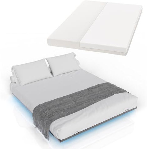 Juskys Metallbett Palamos 180x200 cm mit Matratze, Lattenrost & LED Beleuchtung - Schwebebett minimalistisch & modern - Bettgestell, Bett - Schwarz