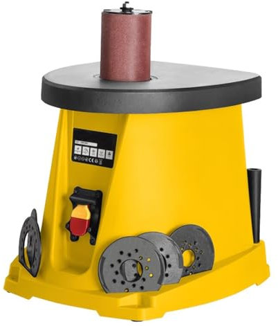 Electric Oscillating Spindle Sander with Cast Iron Countertops, Includes Sanding Sleeves and Sandpaper, Ideal for Woodworking and DIY Projects