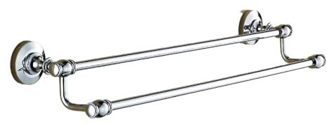Accessoire de Salle de Bain Finition Laiton chromé Barre Porte-Serviettes Double Porte-Serviettes 60 cm, 01, a