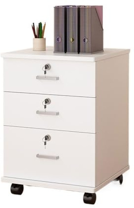 Yinj9562fg Industrial - Raccoglitore a singola serratura, mobile basso con cassetti, organizer file, raccoglitore da ufficio, multifunzione, colore: Bianco