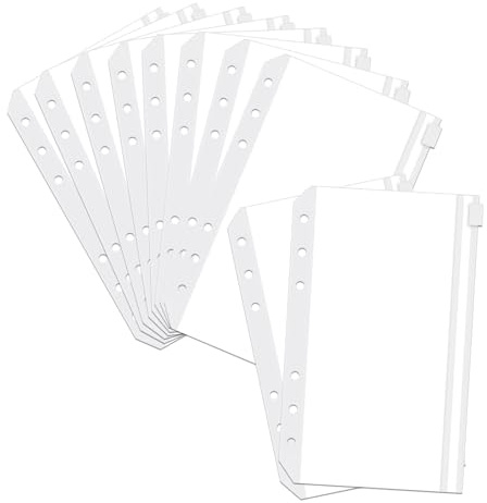 15 Stück Wasserdicht Binder Taschen, A6 6-Loch Binder Taschen Klarsichthüllen mit Reißverschluss, Dokumententasche Loseblatt Ordner für Budgetplaner Dokumente Karten Schule Büro (A6, 15)