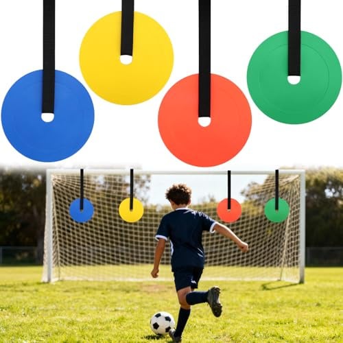 Fußballtor Ziele Fussball Zielscheibe 15 cm Fußballtor-Zielscheiben Fussballtor mit Verstellbaren Fußballziel mit 2M Verstellbaren, Extralangen Streifen für Schießgenauigkeit Verbesserung