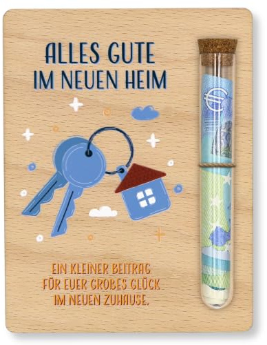 ZUKLA Geldgeschenke Einweihungsgeschenk Haus – 13 x 10 cm – mit Reagenzglas | Geschenke für Einzug – Einzugsgeschenke Wohnung