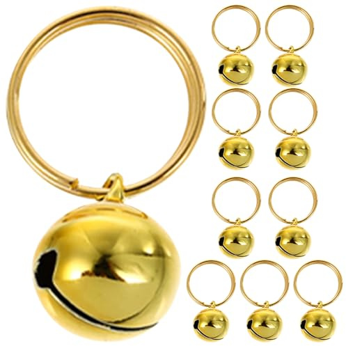 HEMOTON 12stücke Kleine Metallglöckchen für Haustiere Glöckchen für Hunde und Katzenhalsbänder Runde Anhänger für Haustierzubehör Gold