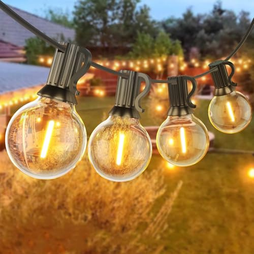 Toipwen Catena Luminosa Esterno 15M, Bianco Caldo 2700K | Luci da Esterno con 25+1 G40 Lampadine in Plastica Infrangibile, IP45 Impermeabile per Giardino, Patio, Feste, Matrimoni