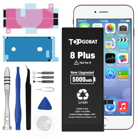 TOPGOBAT Batteria di ricambio per iPhone 8 Plus, batteria da 5000 mAh ad alta capacità per il modello (A1660 A1778 A1779 A1780 A1853 A1866) con kit di ricambio