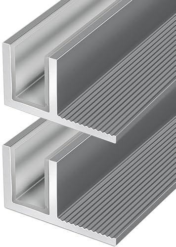 Profilé en u pour porte de douche 2 pièces Porte de douche Alliage d'aluminium Profilé en F Pour vitrage fixe Paroi de douche Applications, Salle de bain Sans cadre(Gray,12mm(15/32in))