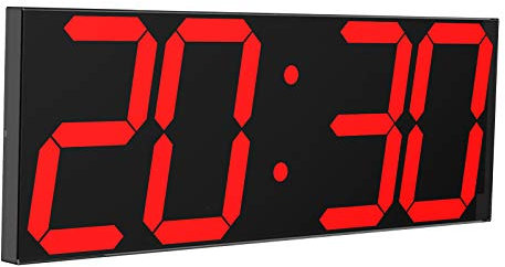 CHKOSDA LED Large Digital Wall Clock, Oversize Wall Clock with 6” Numbers, Remote Control Count up/Countdown Timer Clock, Auto Dimmer, Big Calendar and Thermometer(Red)