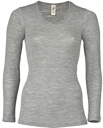 Engel GmbH Women's Thermal Vest Top 70% Organic Merino Wool 30% Silk (2. UK 10/12 - EU 38/40, Light Grey mélange)