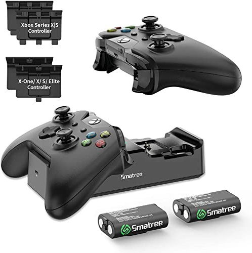 Smatree - Estación de Carga para Mando Xbox One,Baterías para Mando Xbox One con Cargador de Doble Canal para Mando inalámbrico Xbox One/Xbox One S/Xbox One/Xbox Series X/Xbox Series S Elite