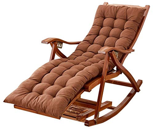 LHNLY-Liegen Sonnenliege Holz Klappbar Wetterfest mit Auflage Armlehne | Vintage Antik Schaukelstuhl Garten Schwingstuhl Relaxstuhl Relaxsessel Schaukelsessel Schwingsessel, Max.150kg