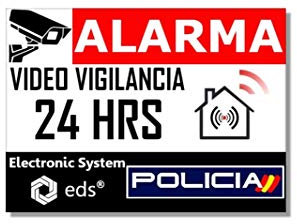 Egero - Pegatinas disuasorias Video Vigilancia Alarma Policia x8 Antirrobo para Casa, Edificio, Comercio, Garaje. Pegatinas de videovigilancia de Calidad Profesional.
