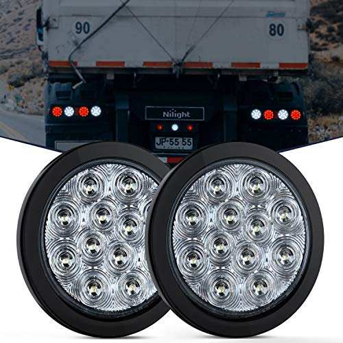 Nilight 2PCS 4 Inch Round White LED Backup Reverse Lights for Trailer