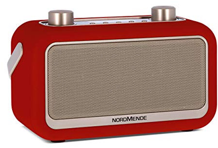 Nordmende Transita 30 - Radio digitale portatile (DAB+, FM, streaming audio Bluetooth, sveglia, ora, memoria preferita, display LCD, jack per cuffie, 2 altoparlanti stereo da 3 Watt) rosso