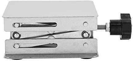 Labor Hebebühne 100x100mm Laborscherenwagenheber, Hubtisch Labor Scherenheber Hebebühne Einstellbar Laborständer Edelstahl Manuelle Hebeplattform Ständer (Hubhöhe 45 x 158mm, 5KG)