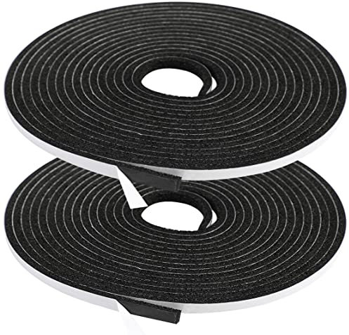 wordmouk Schaumstoff Klebeband Selbstklebend Dichtungsband Selbstklebend 6mm(B) x 3mm(D) Selbstklebendes Moosgummiband für Fenster Tür, Zugluftstopper Schallschutz (2 Rollen je 4m lang) schwarz