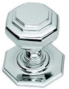 EUROART Large Satin Chrome Octagonal Centre Pull Door Knob 100mm