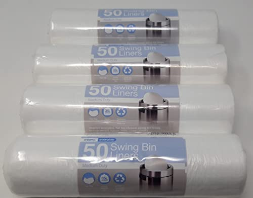 200 x 35L Medium Duty Swing Bin Liners Flat Top 555x710mm (22x28) White