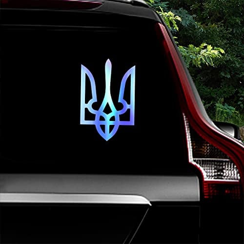 Leniutor Ukraine Wappen-Vinyl-Aufkleber, 2 Stück, reflektierend, Tryzub Ukrainisches Dreizack Auto wasserdicht Ukraine-Aufkleber für Autos Stoßstange Heckscheibe(laserblau)