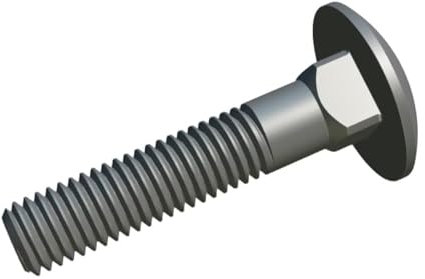 M8x60mm Vis à tête ronde avec col carré, Pack de 20, Vis à tête champignon pour portail, porte, tête de lit, Boulons de carrosserie galvanisés avec tête demi-ronde DIN 603