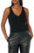 KARL LAGERFELD Damen Ribbed V-Neck Tank Top Pullover, Schwarz, Klein