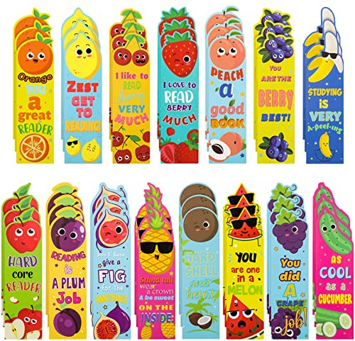 Fainne 120 Pcs Scented Bookmarks for Kids, Fruit and Sniff Bookmarks