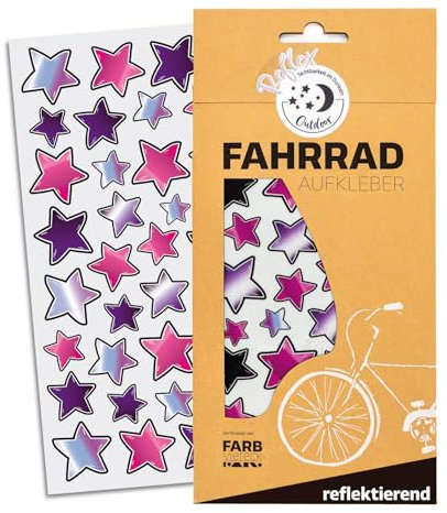 Farbviereck Fahrrad Aufkleber Mädchen rosa lila Sterne Stern Aufkleber als Fahrradaufkleber Sticker für Helm Roller Kinderwagen als Geschenk Stars bunt klein für Rahmen | R0006