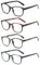 JM 4 Pack Square Reading Glasses, Spring Hinge Readers for Men Women, Mxied Color +1.75