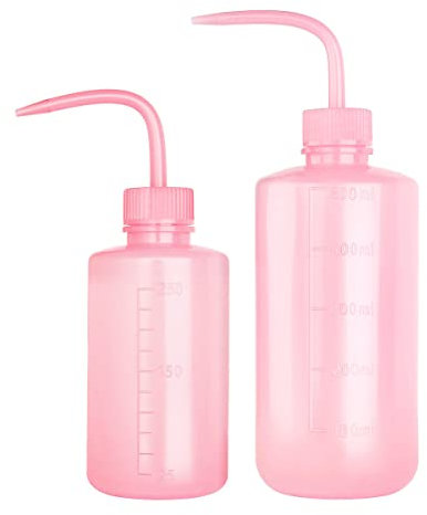 250ml+500ml Plastic Safety Wash Bottle, Pinkish Lab Squeeze Bottle with Narrow Mouth and Scale Labels, Squirt Bottle For Plant Flower Succulent Watering - 2 Packs