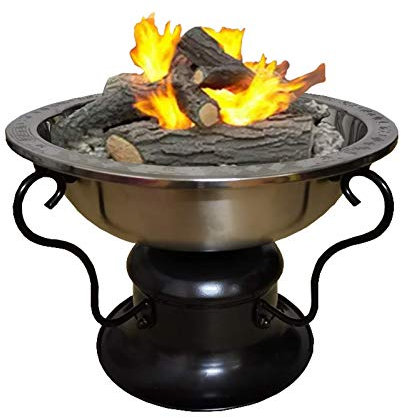 Samnuerly Feuerstellen-Schüsseln, mit Grill, großer Gusseisen-Holzofen, runder, oxidierter Holzbrenner für den Außenbereich, Feuerstellen und Feuerschalen, Stahl-Heizungs-Stativ mit Schutzdeckel