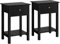 Yaheetech Black Bedside Tables, 2pcs Nightstand Cabinets with Storage Drawer and Open Shelf, Wooden Sofa Side Table for Living Room/Bedroom/Small Space, 30 x 40 x 61cm
