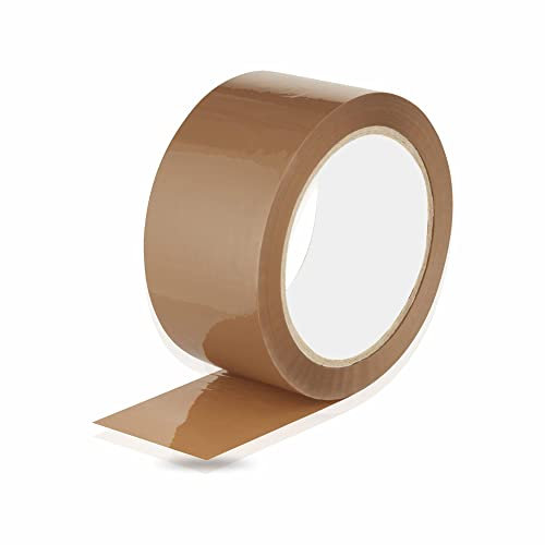381 Packing Tape Brown Parcel Heavy Duty Adhesive Packaging Tape Strong Sticky Home Moving House Warehouse Postal Parcel Wrapping Pictures Framing Carton Box Covering Sealing 50mx48mm(1Roll)