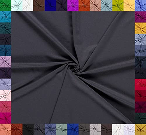 0,5m Baumwoll-Jersey uni 8% Elasthan Baumwollstoff elastisch Meterware Jersey-Stoff Oeko-Tex Kl 1, Farbe:dunkelgrau