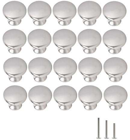 ShipeeKin 20x Cabinet Knobs Satin Brushed Nickel Chest Drawer Dresser Pull Handles Door Knob 30mm for Kitchen Cupboard Furniture Bathroom