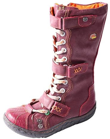 TMA EYES Botas de cuero con cordones a la moda para mujeres adultas rojas talla 41 EU