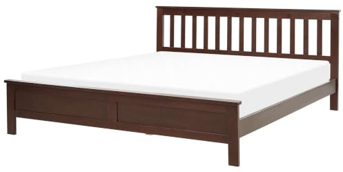 Beliani Klassisches Holzbett Dunkelbraun Lattenrost 180 x 200 cm hohes Kopfteil Mayenne