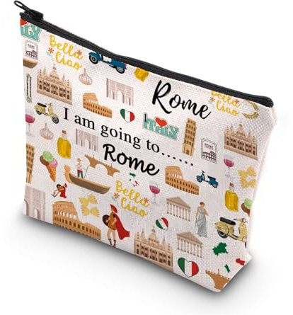 MYSOMY Kosmetiktasche für unterwegs, Rom, Reise-Make-up-Tasche, Rom, Reise-Souvenir-Tasche, Rom, Italien, Junggesellinnenabschied, Make-up-Tasche, Going to Rome Bag, Modern