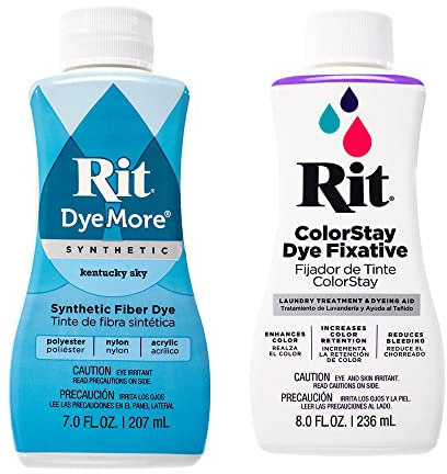 Rit DyeMore Teinture liquide synthétique pour vêtements, décoration et travaux manuels – Kentucky Sky avec fixateur de couleur 200 ml