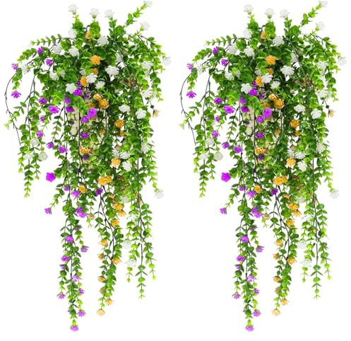 milaosk 3 Pièces Lierre Artificielle,Fausse Plante Tombante Plante Fleurs Artificielles Vignes Suspendues pour Jardin de Balcon Intérieur et Extérieur